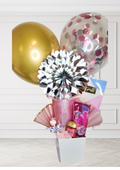 Goals Balloon Treat Basket — Pink, Gold & Silver