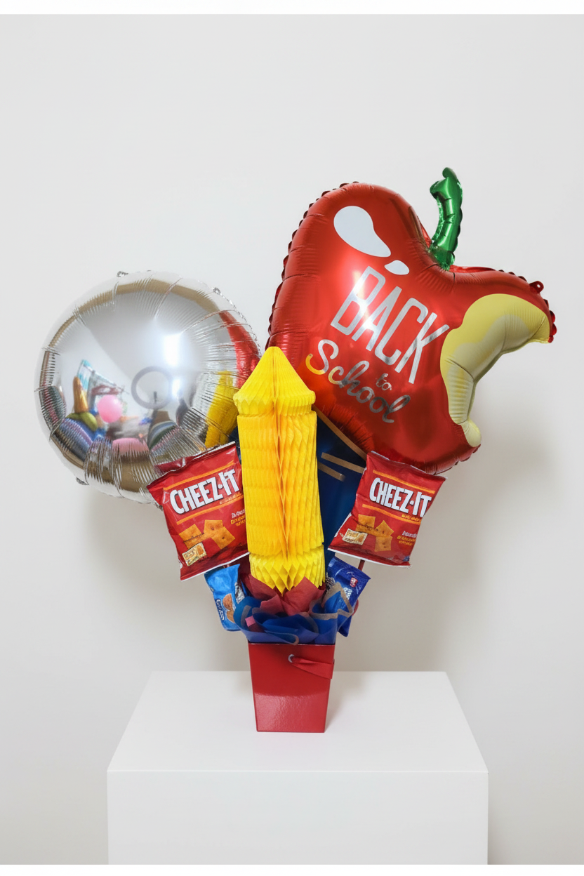 back to school balloon treat basket